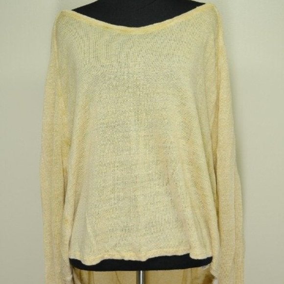 We The Free Slub Knit Gold Linen Blend Sweater Top - Picture 3 of 7